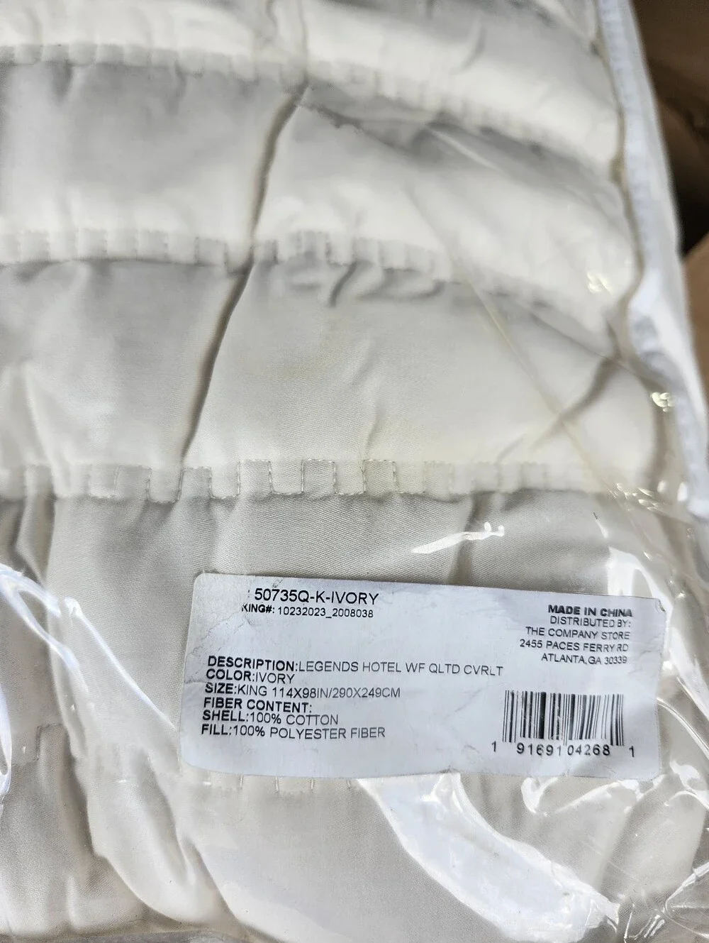 Company Store Legends Hotel Ivory Wrinkle-Free Quilted Cotton Sateen Coverlet